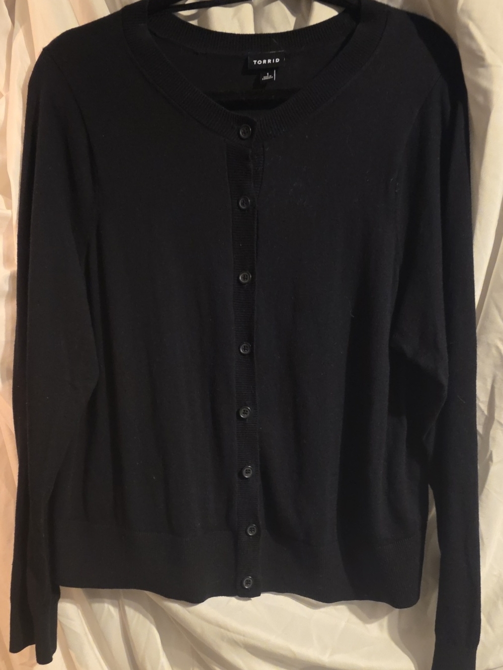 torrid Black Button-Up Rib Trim Cardigan